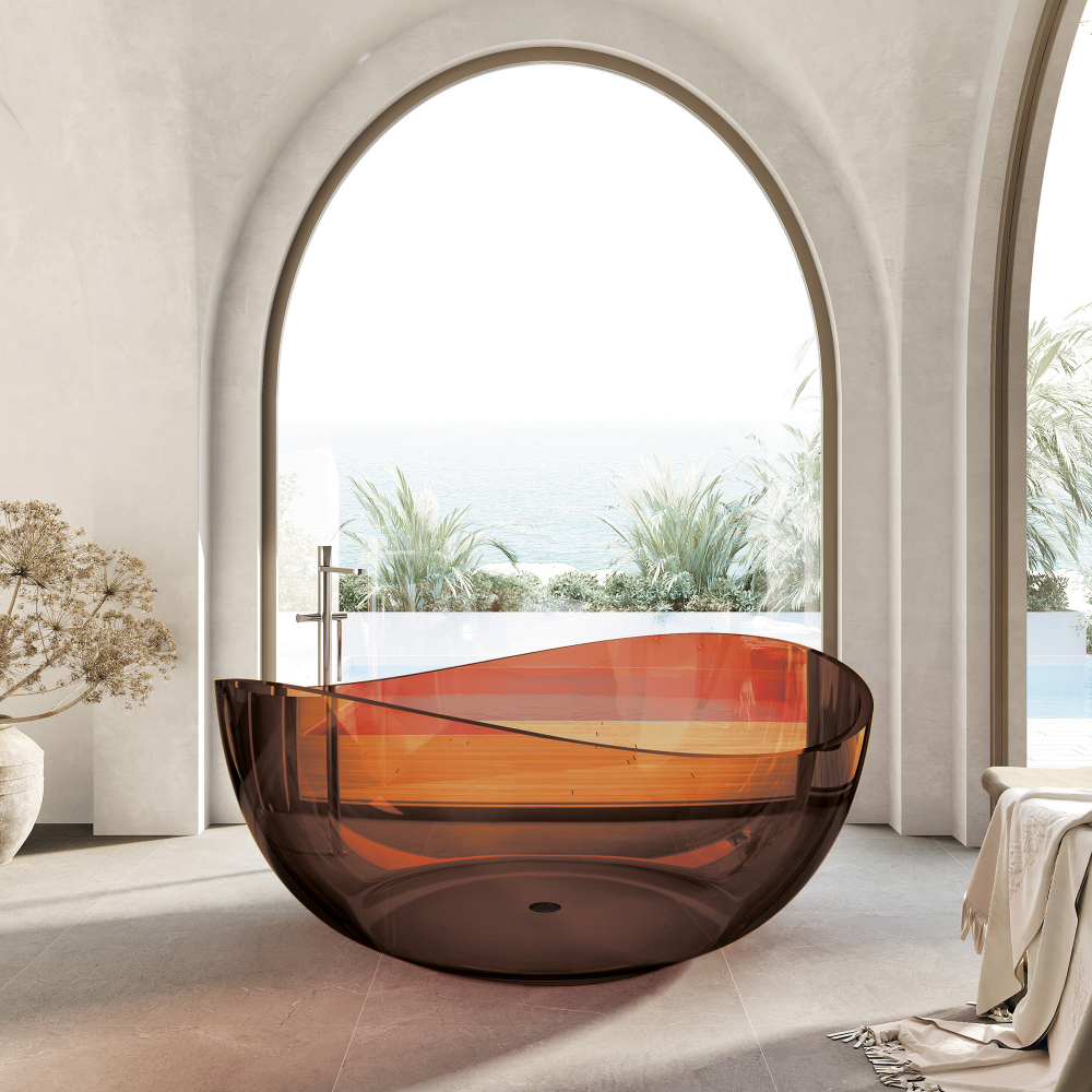 Прозрачная ванна ABBER Kristall AT9705Opal коричневая - Gidratop.ru изображение