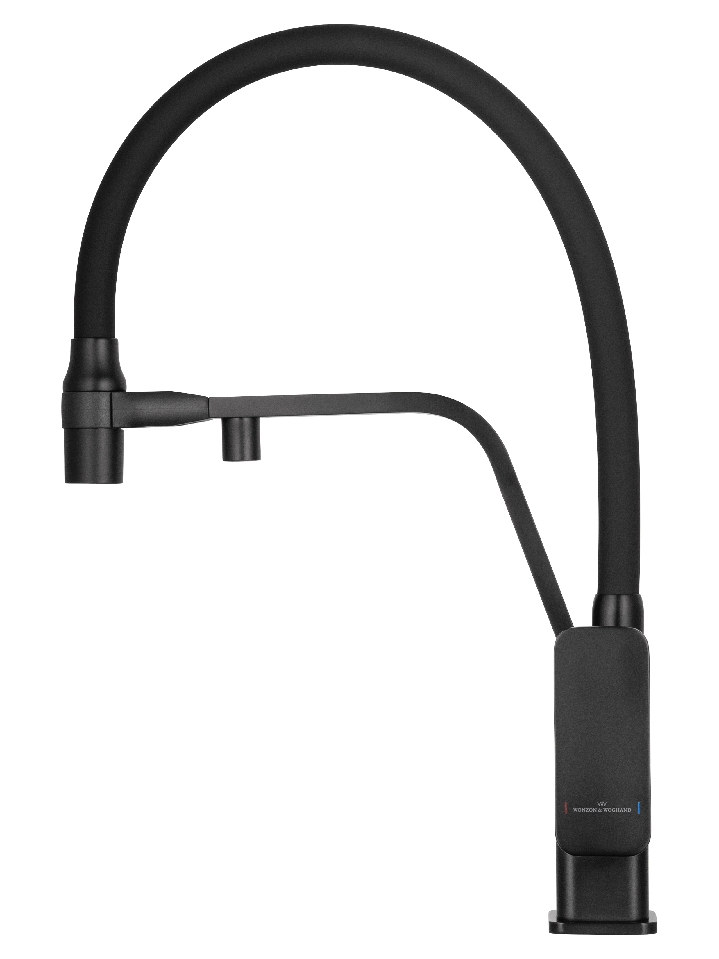 Смеситель для кухни с гибким изливом и подключением фильтра WONZON & WOGHAND, Черный матовый (WW-88458013-MB) - Gidratop.ru изображение