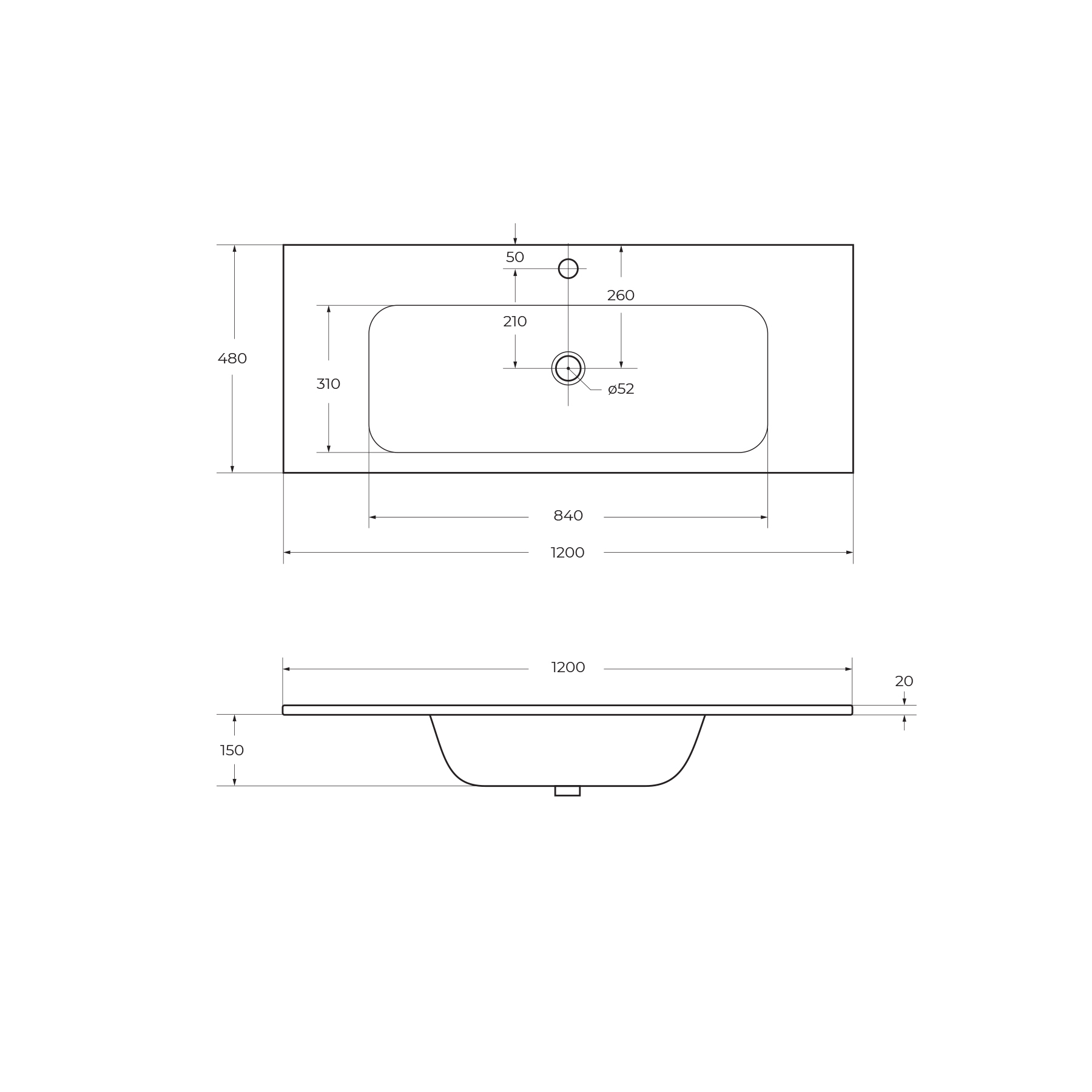 раковина из искусственного мрамора, 1200x480x155, CZR-1200/480-LV-MR-ECO - Gidratop.ru изображение