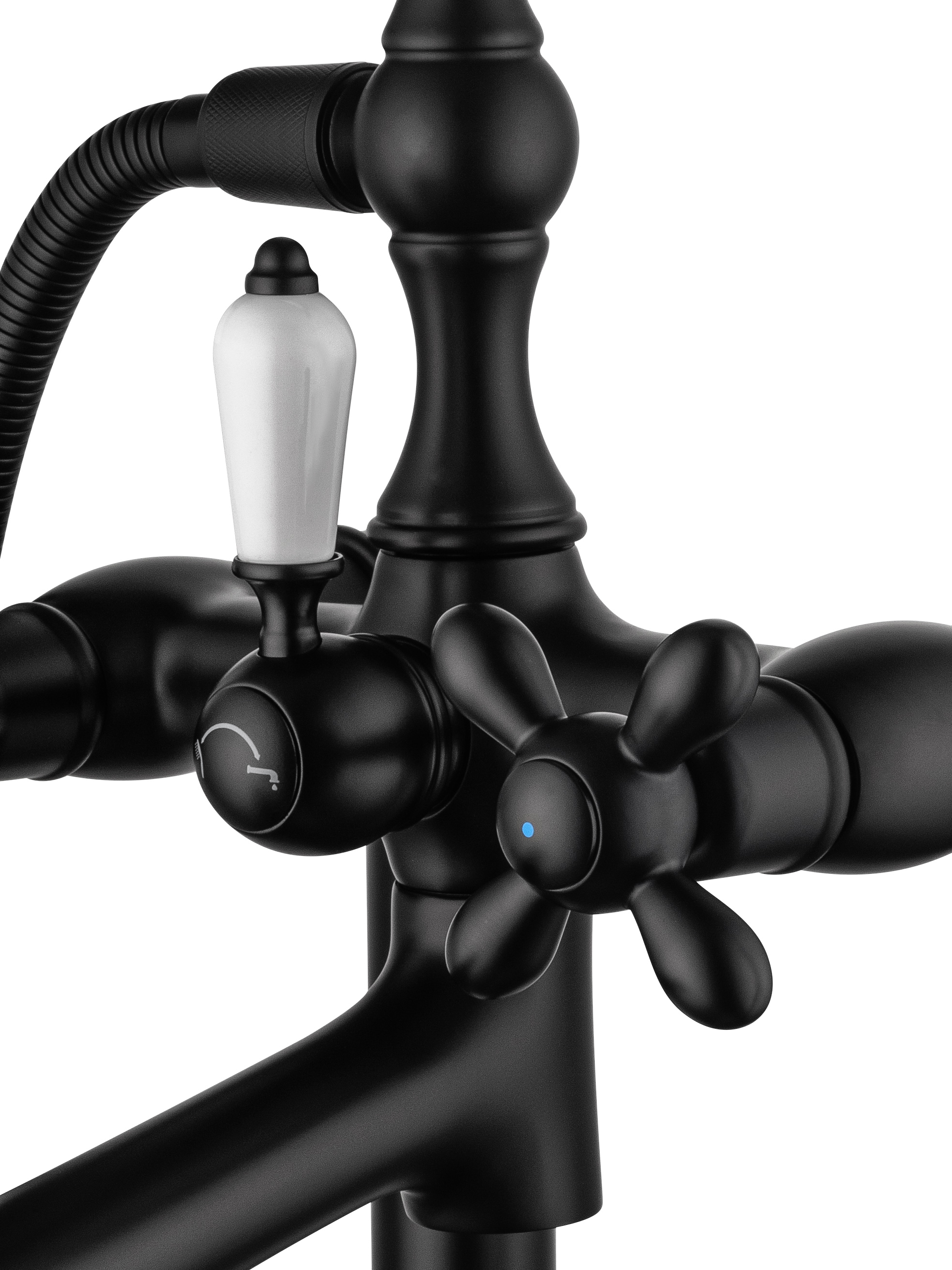 Смеситель для ванны напольного монтажа WONZON & WOGHAND RETRO, Черный матовый (WW-88649020-MB) - Gidratop.ru изображение