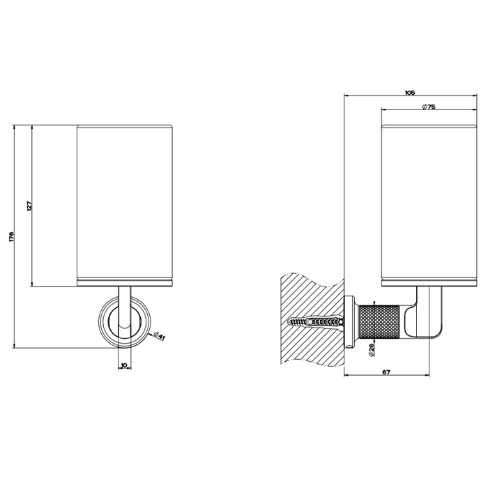 GESSI INCISO стакан настенный, цвет: белый/nero XL - Gidratop.ru изображение