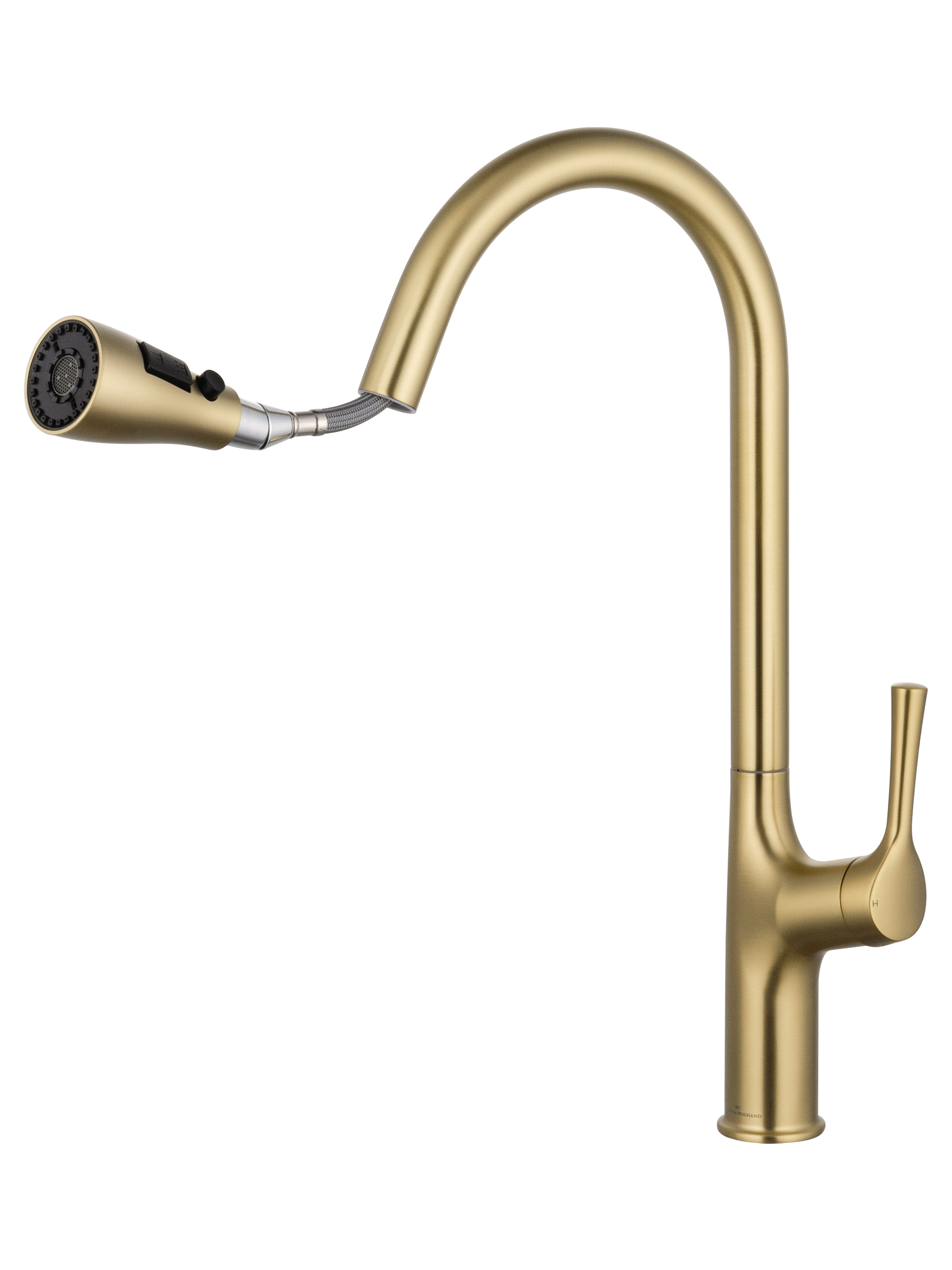 Смеситель для кухни с выдвижным изливом WONZON & WOGHAND, Брашированное золото (WW-AE54123-BG) - Gidratop.ru изображение