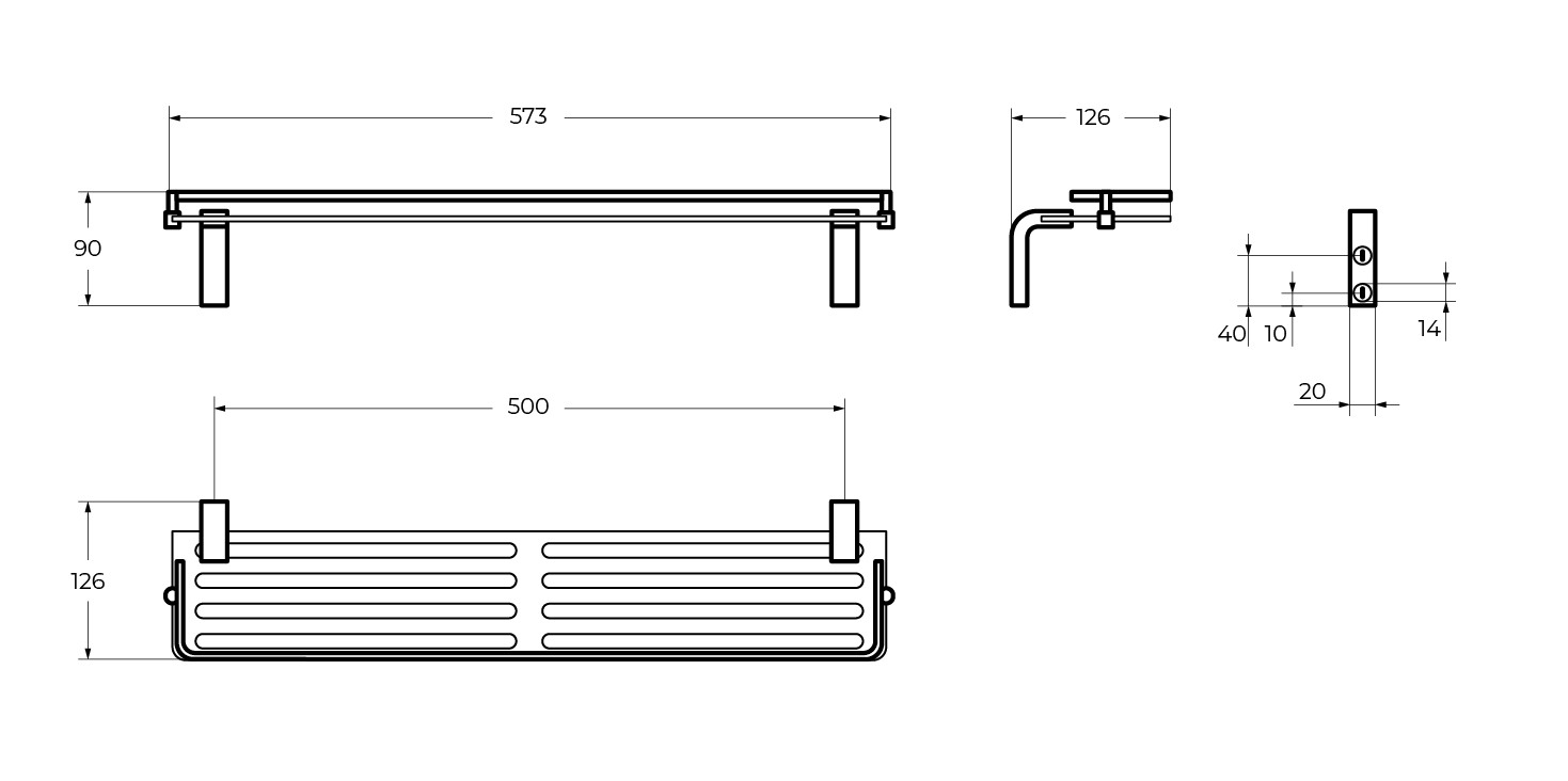 ULTIMA CZR-F-8929 Полка стеклянная, 573x126x90 - Gidratop.ru изображение