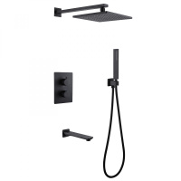 Душевая система ABBER Weiss Insel AF8050B скрытого монтажа с изливом, термостат, черная матовая - Gidratop.ru изображение