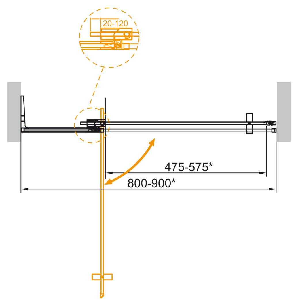 Душевая дверь в нишу CEZARES SLIDER-B-1-80/90-GRIGIO-Cr - Gidratop.ru изображение