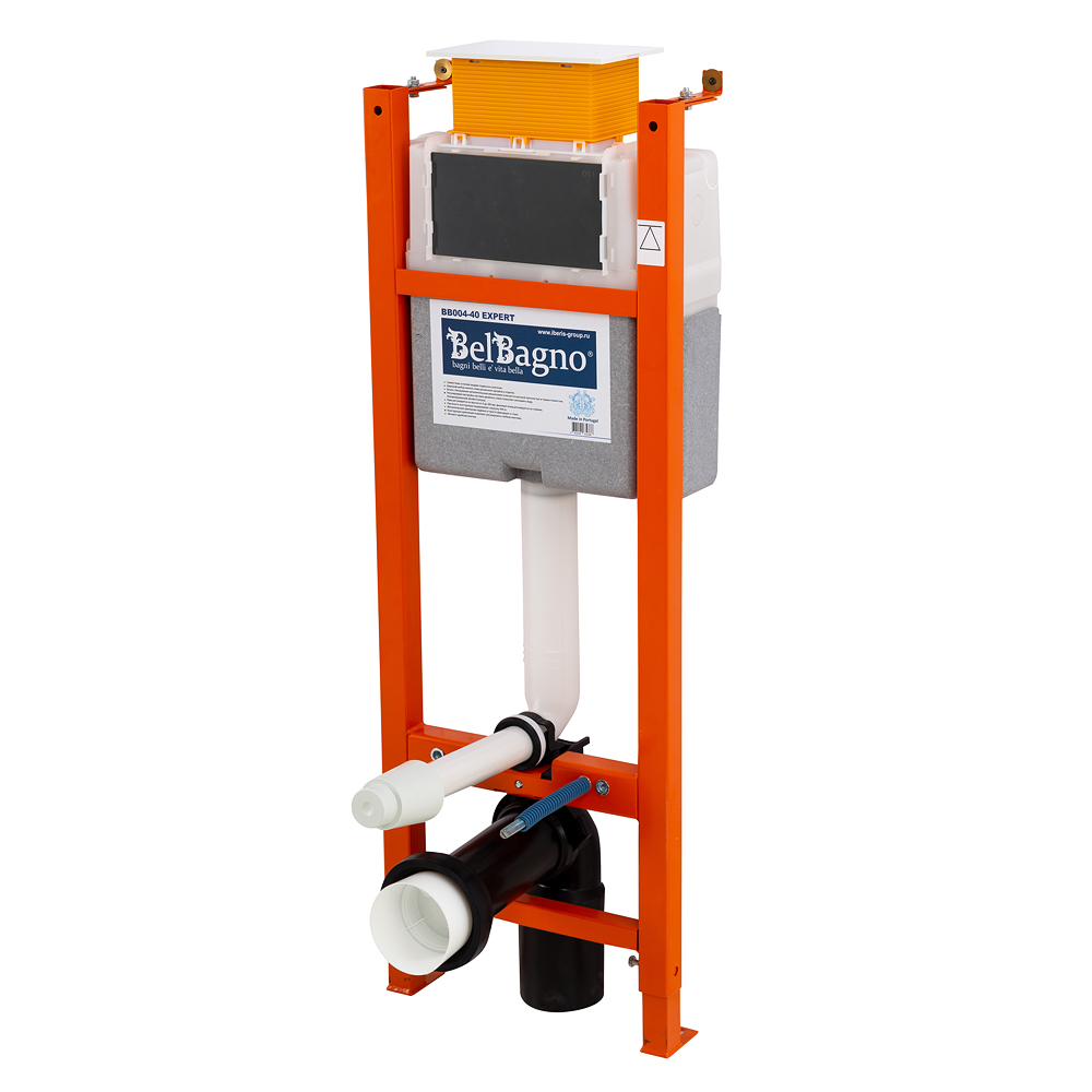 Инсталляция BelBagno EXPERT 40 для подвесного унитаза, 1130х400х150 мм, со смывным бачком скрытого монтажа, фронтальное/горизонтальное управление, крепление к стене в комплекте - Gidratop.ru изображение