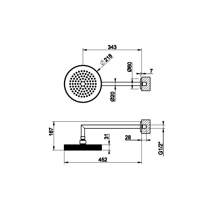 Gessi Anello/Ingranaggio верхний душ для настенного крепления, поворотная с шарниром, D218 мм,  цвет: хром - Gidratop.ru изображение