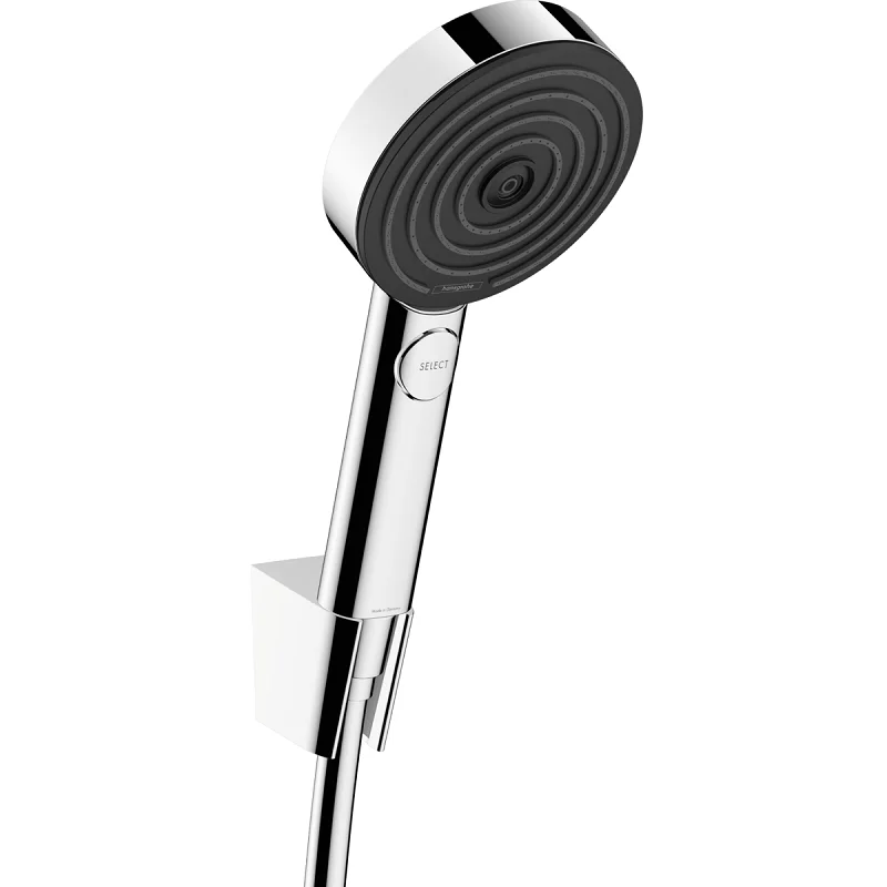 Душевой набор Hansgrohe Pulsify 24302000 Select S, 3 режима струи, шланг 125 см, хром, диск графит - Gidratop.ru изображение