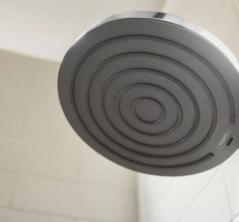 Верхний душ с держателем Hansgrohe Pulsify 24151000 S, EcoSmart, 26 см, 1 режим струи, хром, диск графит - Gidratop.ru изображение