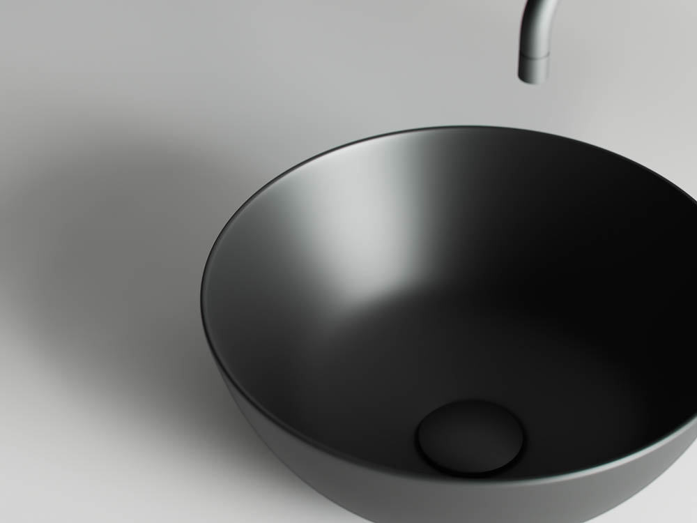 Умывальник чаша накладная круглая (цвет Черный Матовый) Element 358x358x155мм - Gidratop.ru изображение