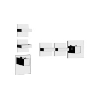 Gessi Rettangolo встраиваемый термостат, подключение на 3/4, с 2мя независимыми выходами(внешние части), цвет: хром