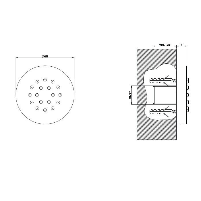 Gessi боковая форсунка D65мм, цвет: Fnox - Gidratop.ru изображение