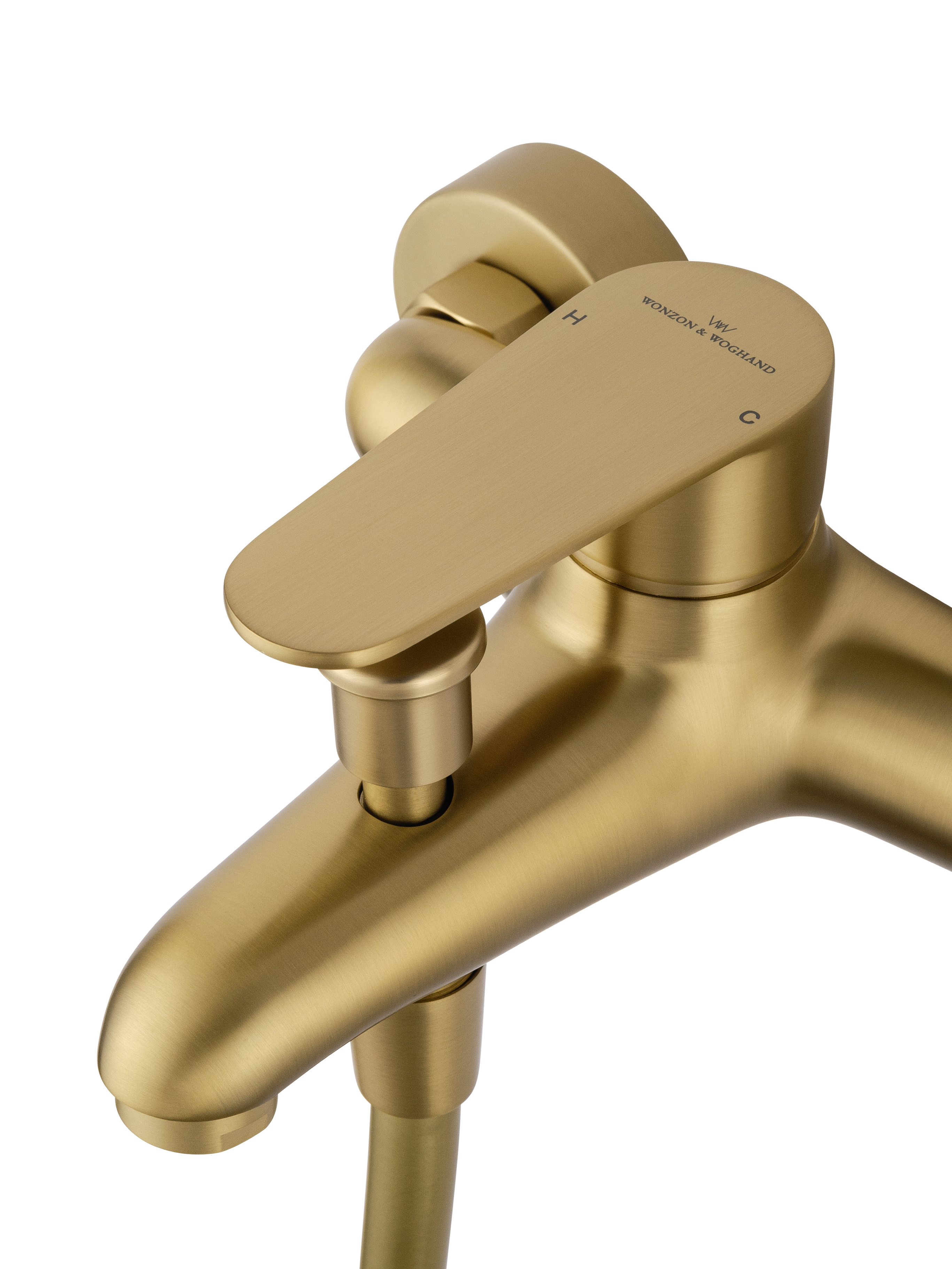 Смеситель для ванны с душевым гарнитуром WONZON & WOGHAND ALFA, Брашированное золото (WW-AE3201-BG) - Gidratop.ru изображение