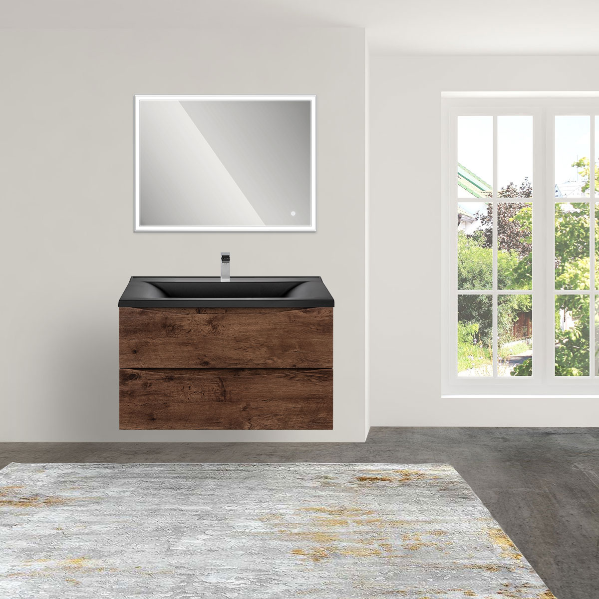 База под раковину Mia 750 подвесная, 2 выкатных ящика soft close, R.Wood - Gidratop.ru изображение