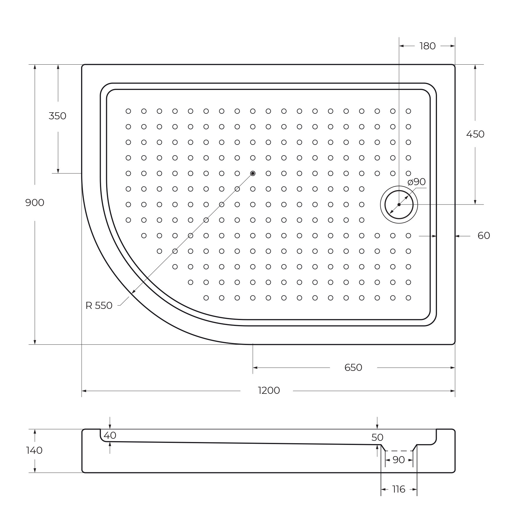 Акриловый поддон CEZARES TRAY-A-RH-120/90-550-15-W-R - Gidratop.ru изображение