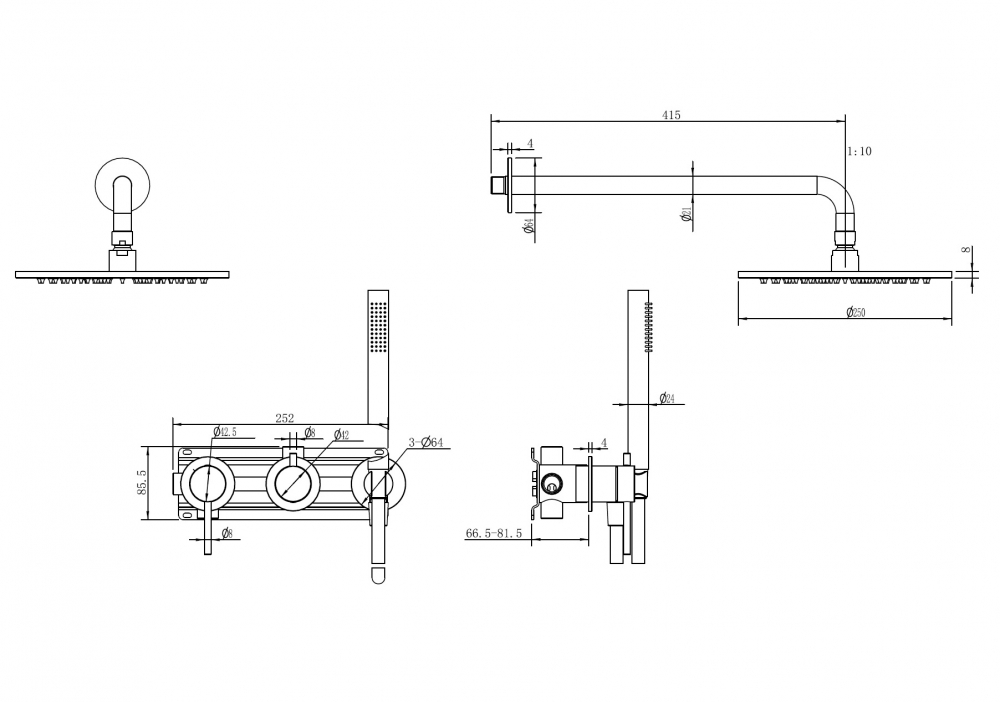 Душевая система ABBER Wasser Kreis 316 AF8118BST скрытого монтажа без излива, сталь брашированная - Gidratop.ru изображение