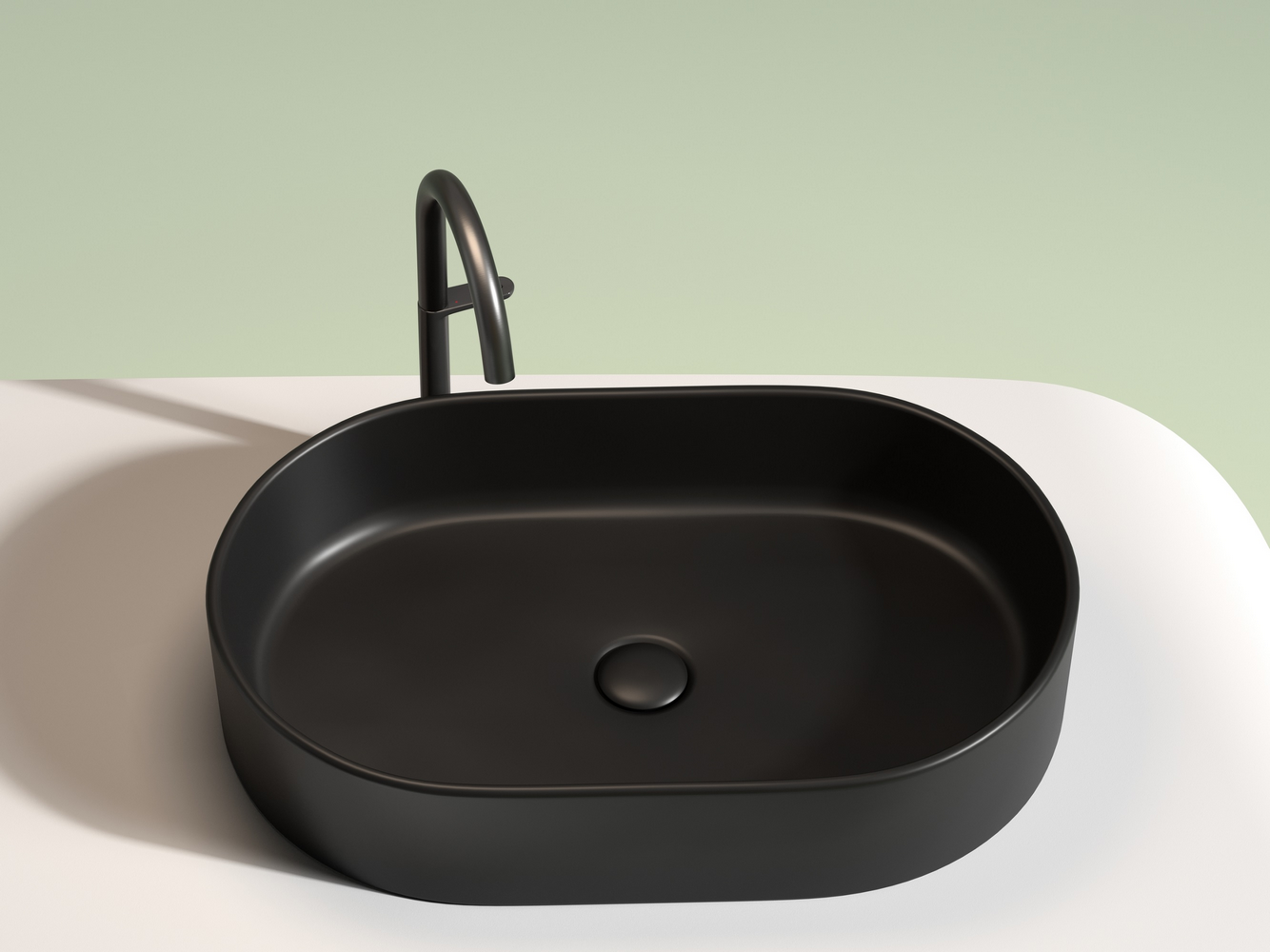 Умывальник чаша накладная овальная (цвет Черный Матовый) Element 608x385x122мм - Gidratop.ru изображение