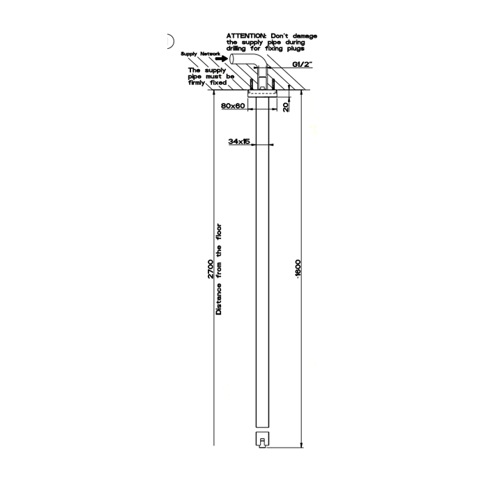 Gessi Rettangolo излив потолочный, для монтажа с удаленным управлением (не входит в комплект), с индивидуальной длиной 50-1800мм, цвет: хром - Gidratop.ru изображение