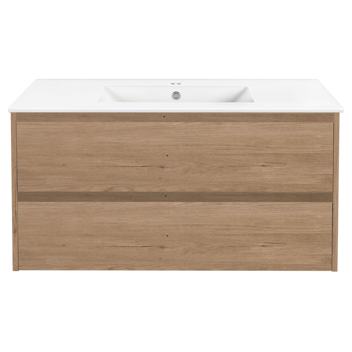База под раковину Gio 100 подвесная, 2 выкатных ящика soft-close, N.Oak - Gidratop.ru изображение