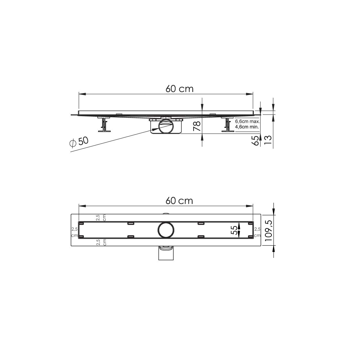 Душевой лоток SAY ALMIRA -S 602.60.S.U, 60 см, под плитку - Gidratop.ru изображение