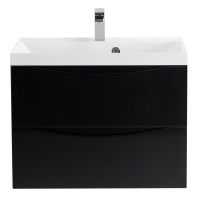 MARINO База под раковину подвесная с двумя выкатными ящиками, Nero Lucido, 700x450x500, MARINO-700-2C-SO-NL-P