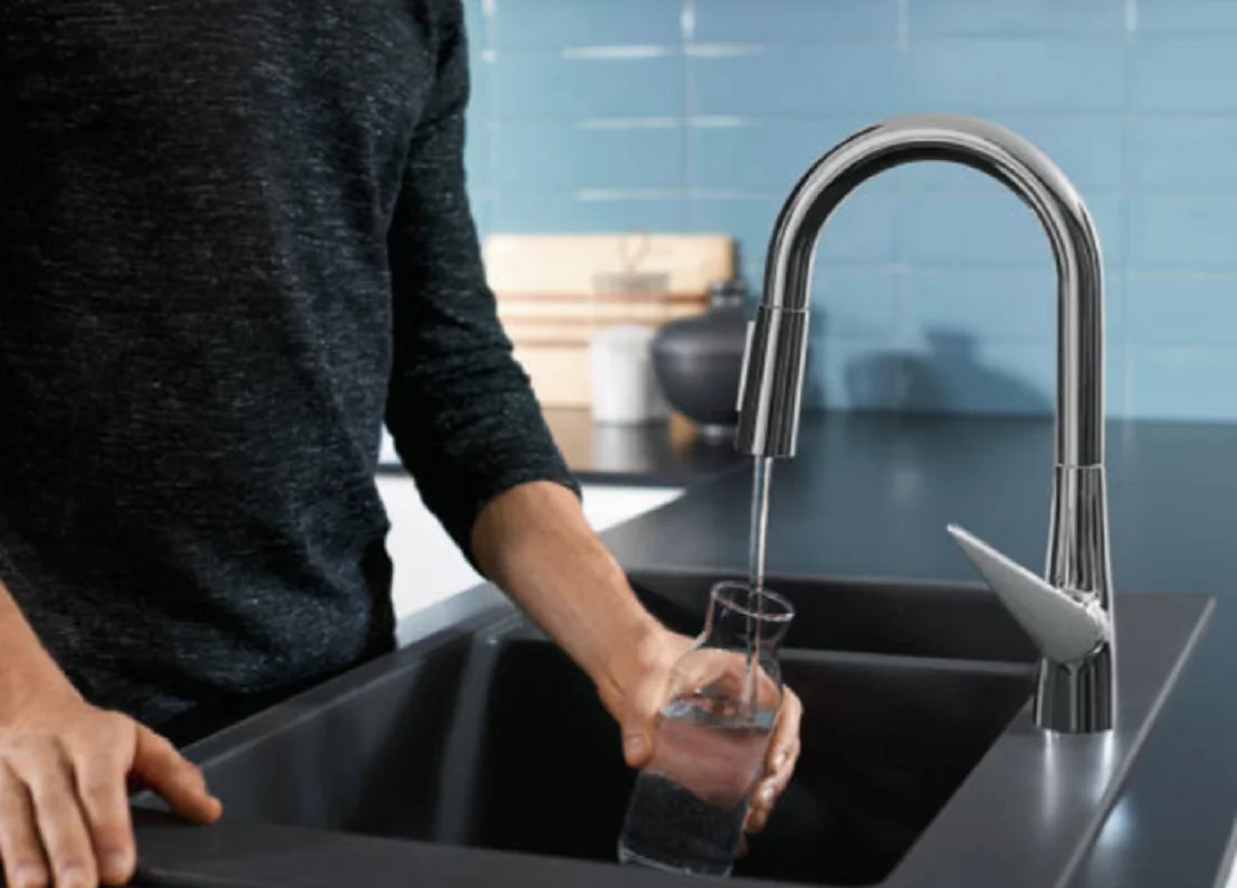 Смеситель Hansgrohe Talis 73851000, для кухонной мойки, с вытяжным изливом, цвет хром - Gidratop.ru изображение