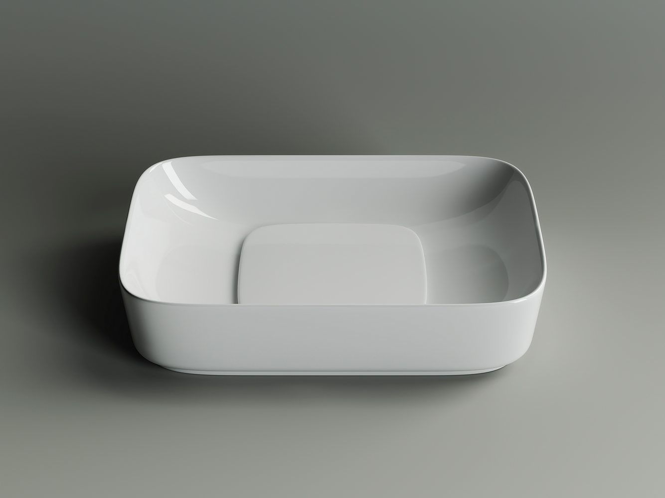 Умывальник чаша накладная прямоугольная с керамической накладкой на сливное отверстие Element 600x375x145мм - Gidratop.ru изображение