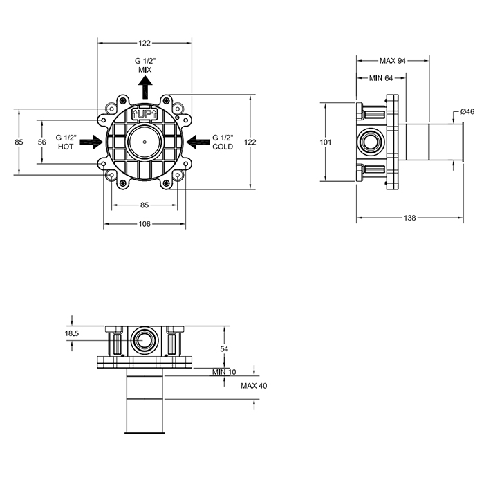 GESSI встраиваемая часть однорычажного смесителя для душа/раковины, цвет Steel brushed - Gidratop.ru изображение