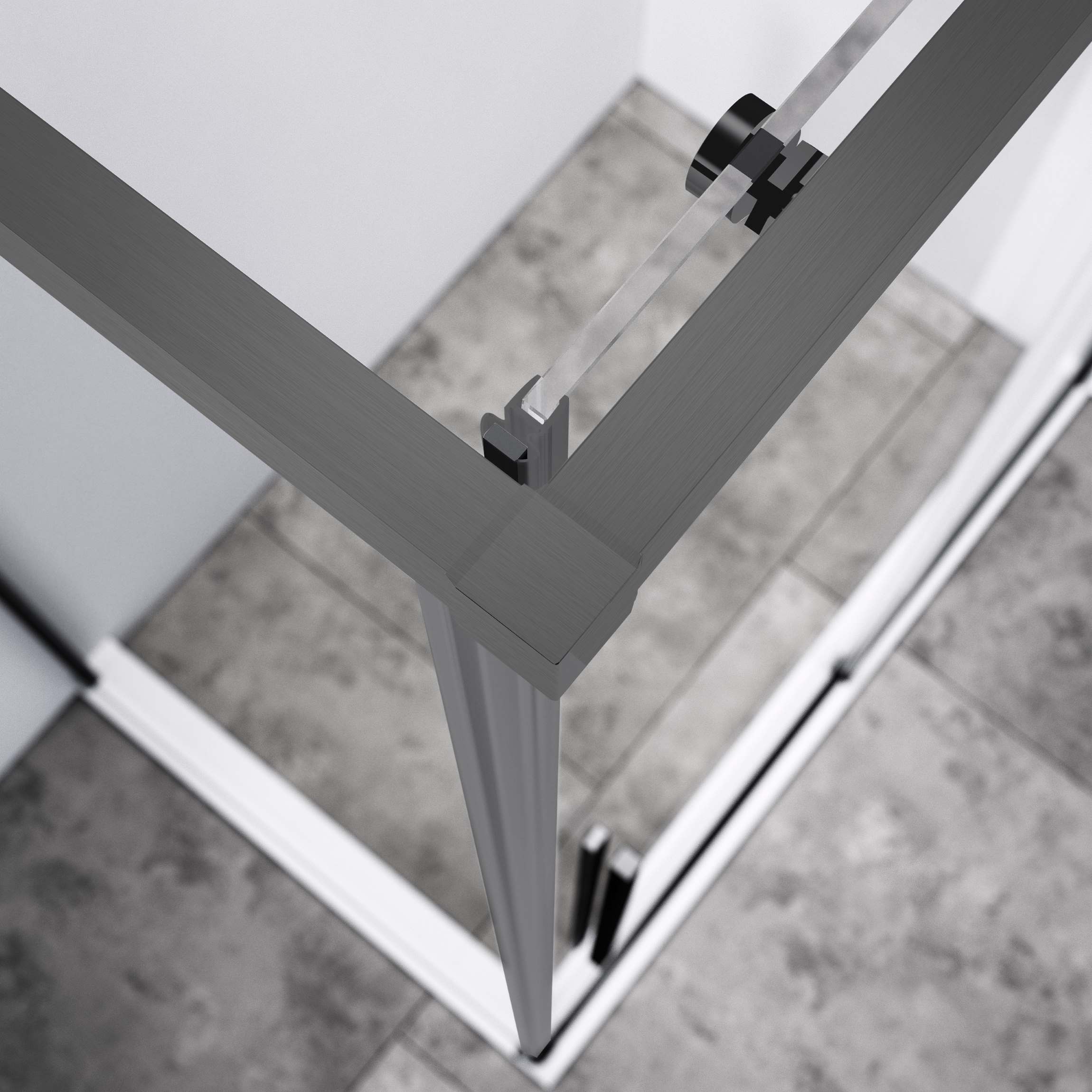 Душевой уголок Slim-N VSR-4SN8013CLGM, 1300*800, вороненая сталь, стекло прозрачное - Gidratop.ru изображение