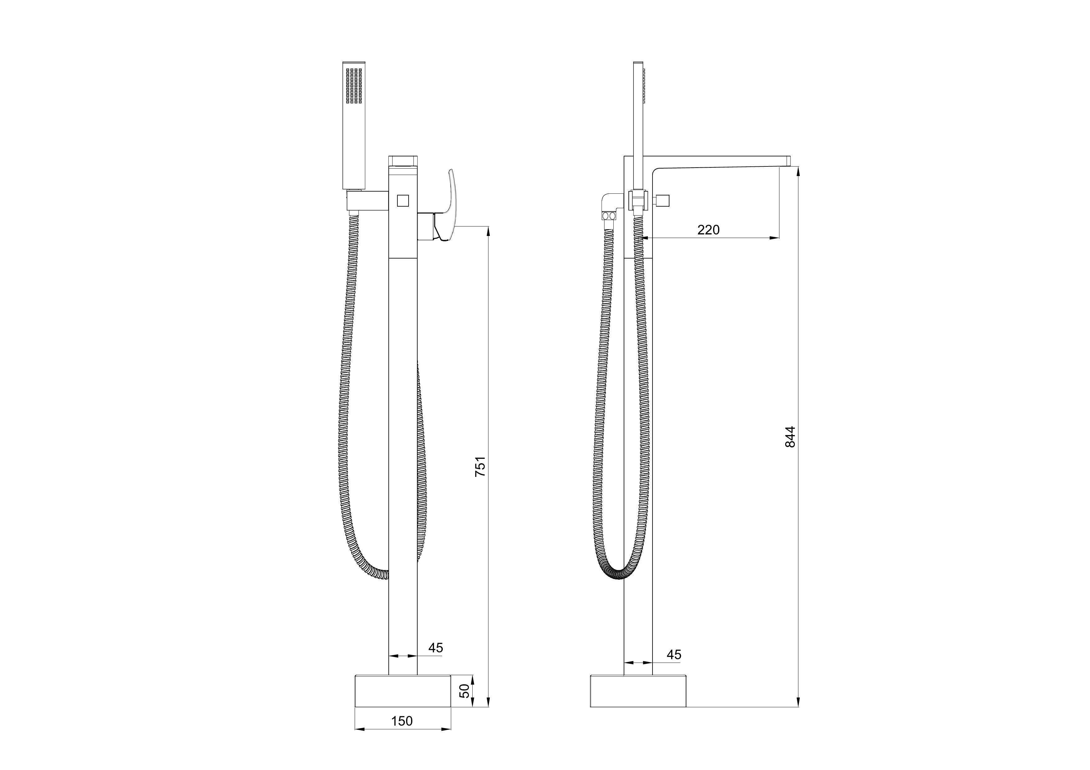 Смеситель для ванны напольного монтажа WONZON & WOGHAND FIT, Хром (WW-88649009-CR) - Gidratop.ru изображение