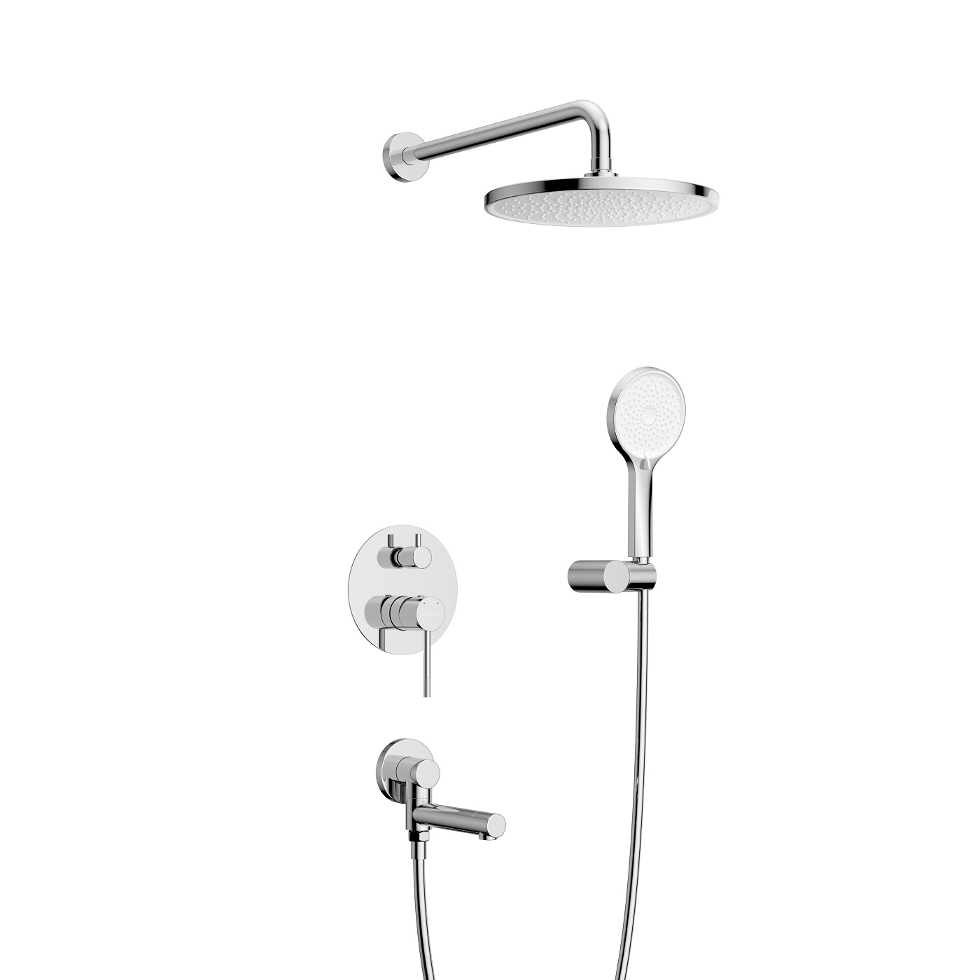 RELAX-VDSET-01 Душевой комплект встраиваемый с изливом (смеситель встраиваемый, верхний душ, ручной душ со шлангом, штуцер с держателем), хром - Gidratop.ru изображение