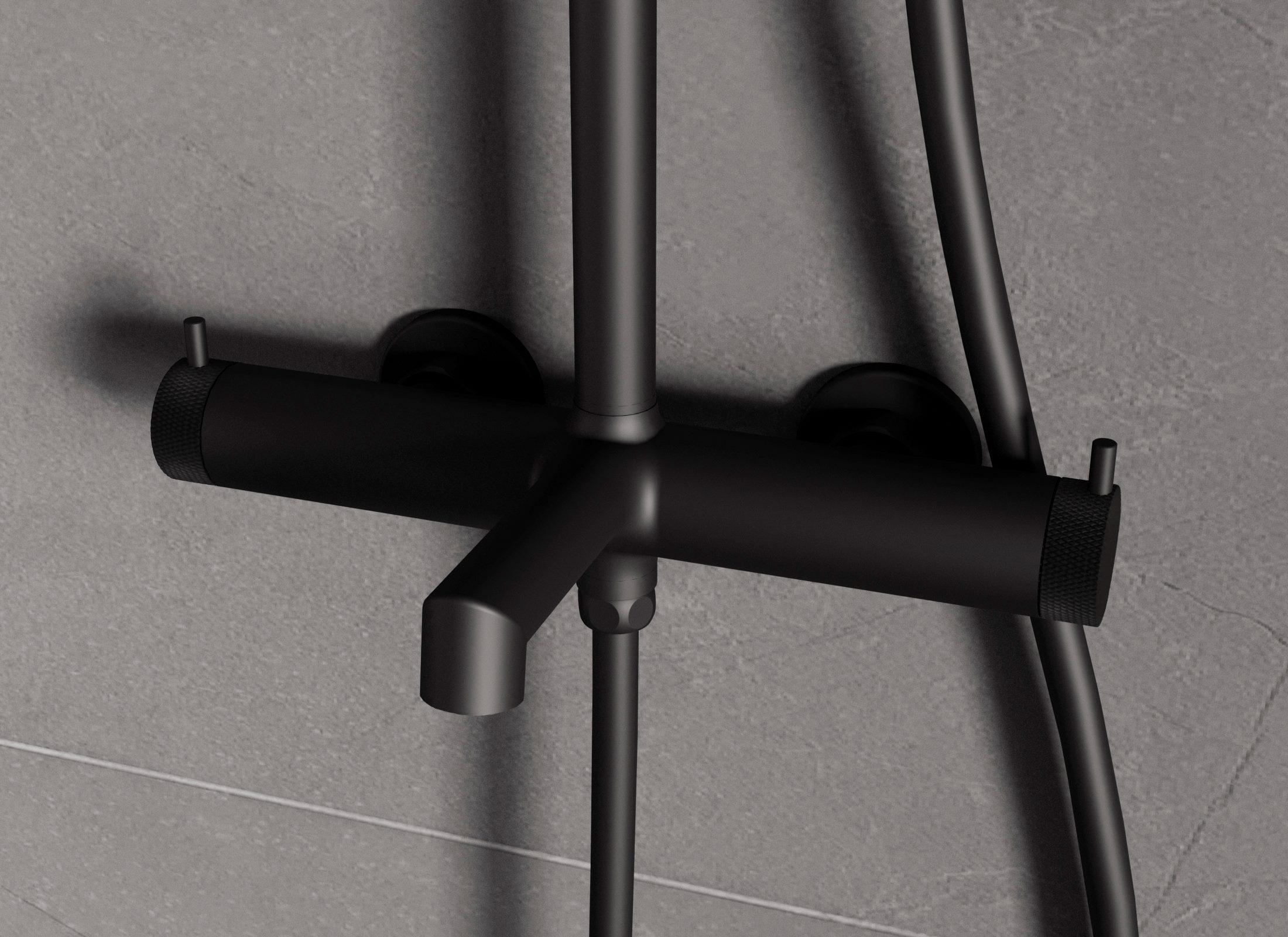 Душевая стойка Rim VSFS-2RM1MB с изливом, черный матовый - Gidratop.ru изображение