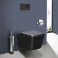 Унитаз подвесной Q-Line VT1-12MB безободковый, цвет матовый черный, ультратонкое сиденье soft-close