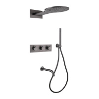 Душевая система ABBER Wasser Kreis AF8150NG скрытого монтажа с изливом, термостат, никель - Gidratop.ru изображение