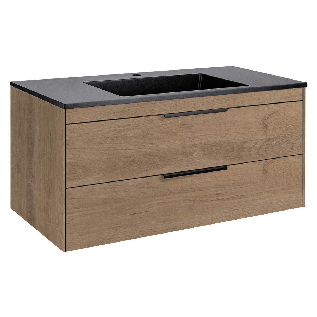 База под раковину Chiara 2D 1000 подвесная, 2 выкатных ящика soft-close, N.Oak - Gidratop.ru изображение