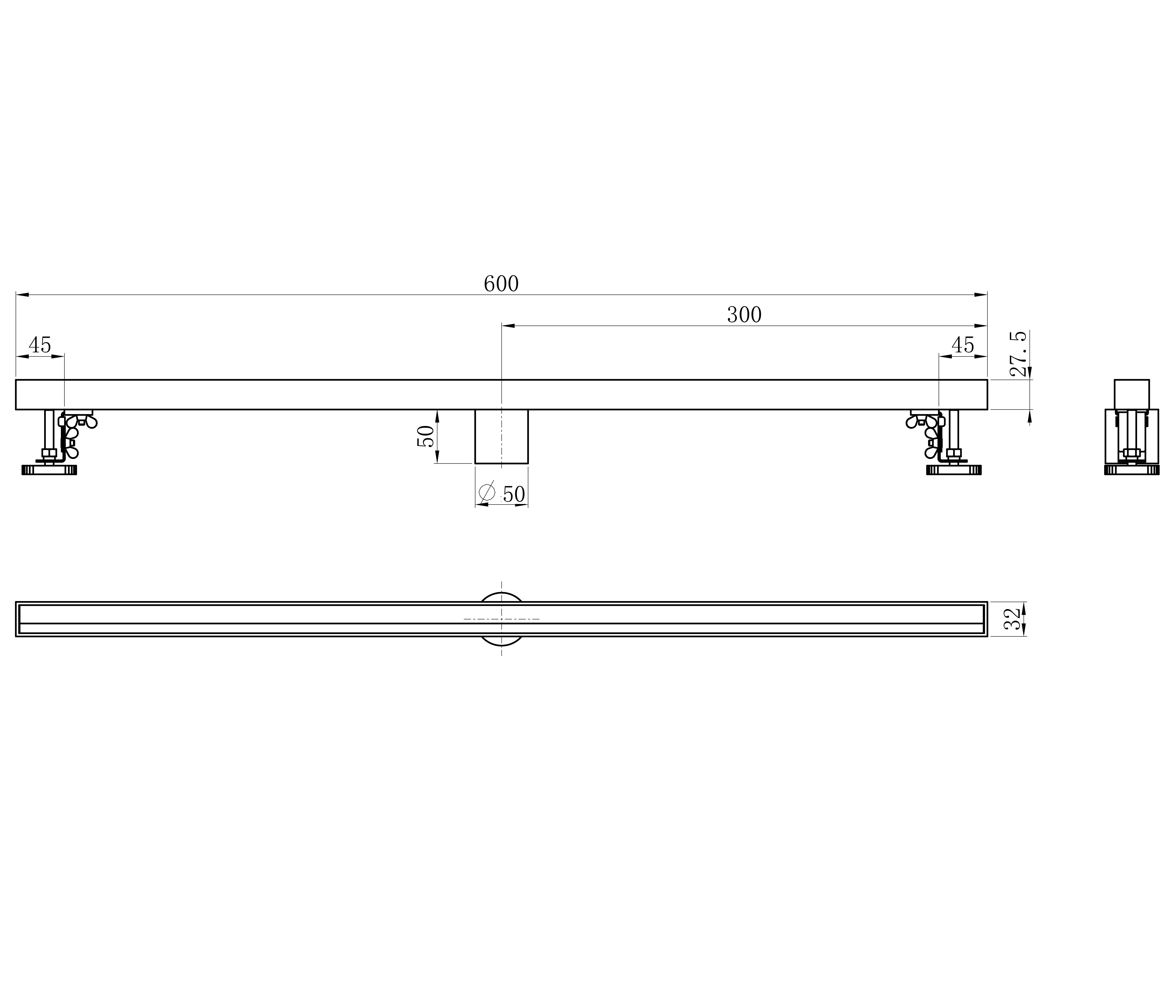 Душевой трап 60 см WONZON & WOGHAND, Брашированное золото (WW-65406M-BG) - Gidratop.ru изображение
