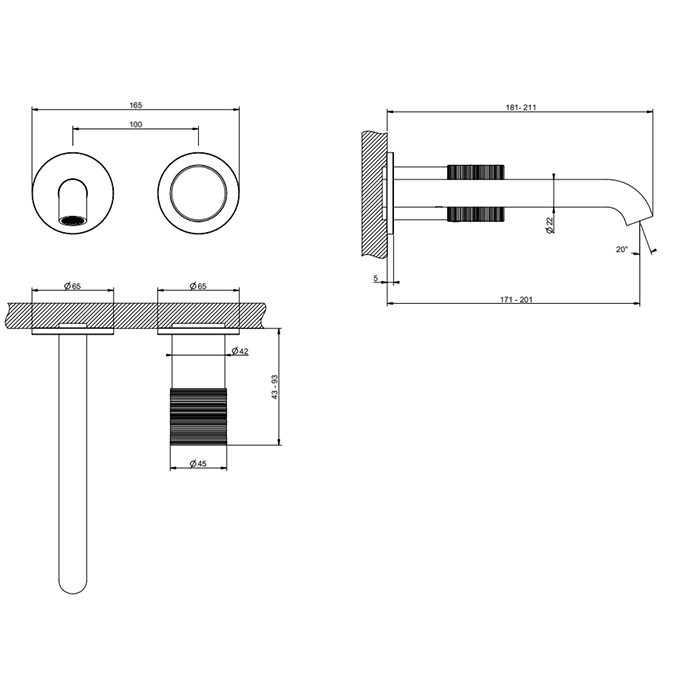 GESSI HABITO TRAME смеситель для раковины настенный встраиваемый, однорычажный, цвет хром - Gidratop.ru изображение