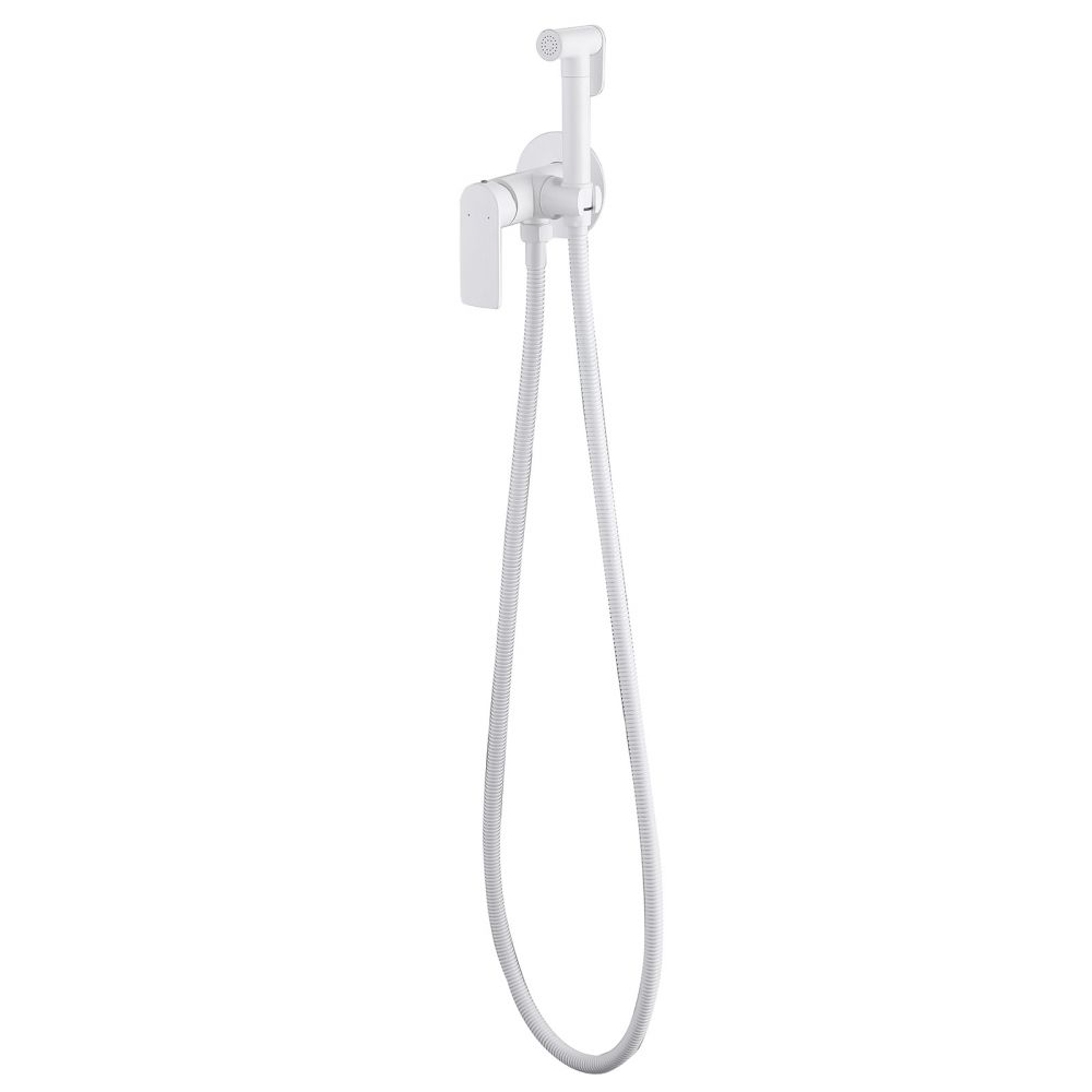 Смеситель ABBER Weiss Insel AF8025W с гигиеническим душем, белый - Gidratop.ru изображение