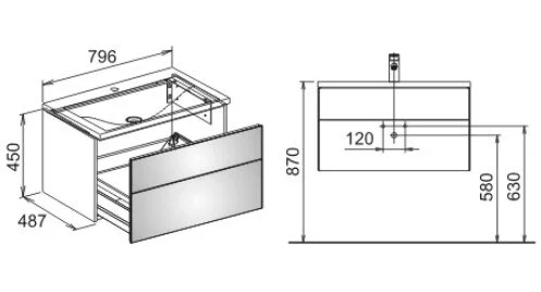 Тумба с раковиной Keuco Royal Reflex 34060 140000+34061 318001, фасад и корпус трюфель, 80*45*48,7 см - Gidratop.ru изображение