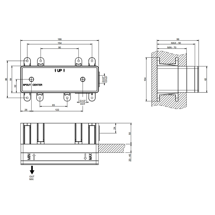 Gessi Emporio Via manzoni встраиваемая часть для смесителя с изливом, цвет: Chrome - Gidratop.ru изображение