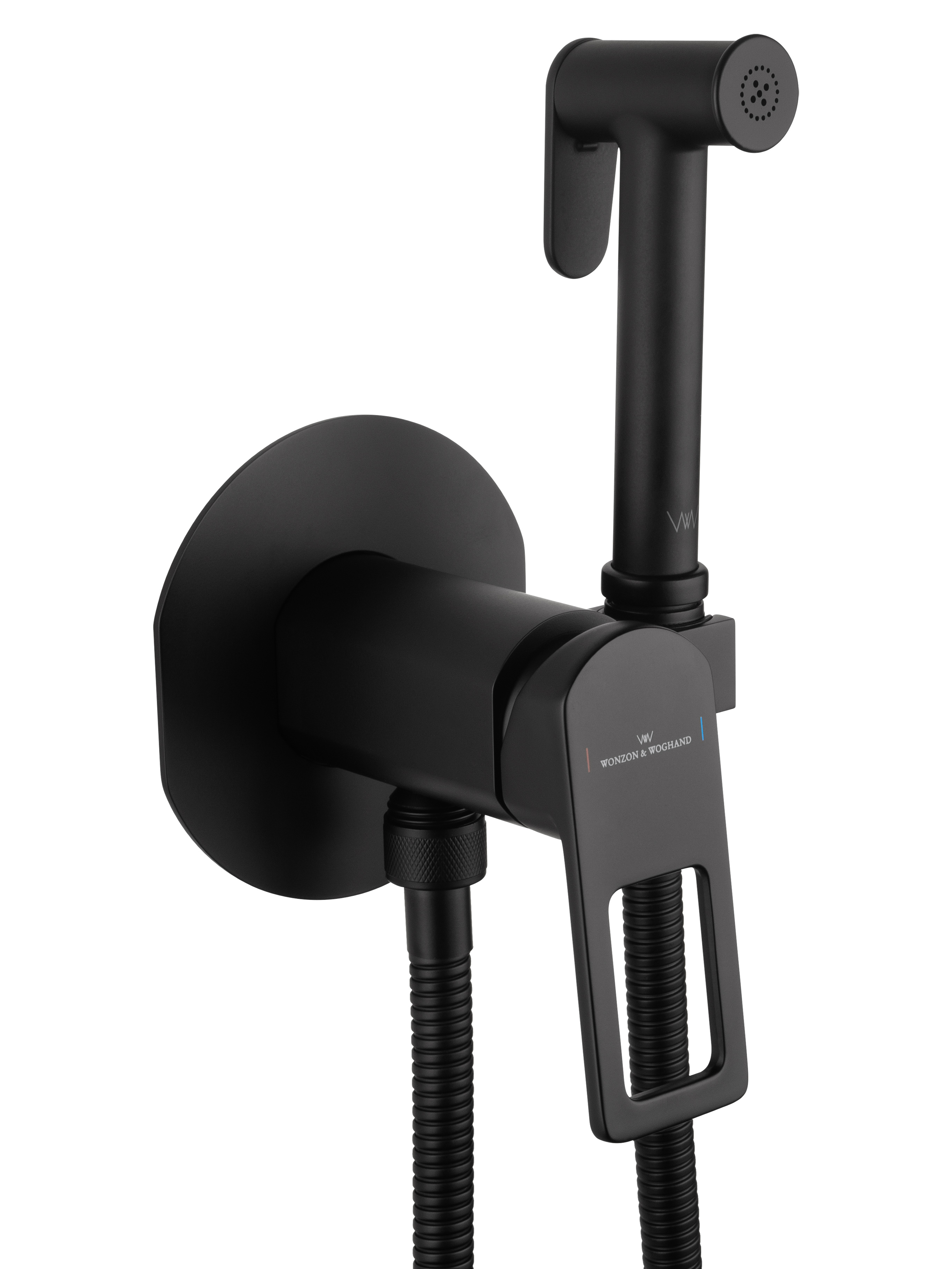 Смеситель с гигиеническим душем встраиваемый WONZON & WOGHAND FRAME, Черный матовый (WW-88829010-MB) - Gidratop.ru изображение