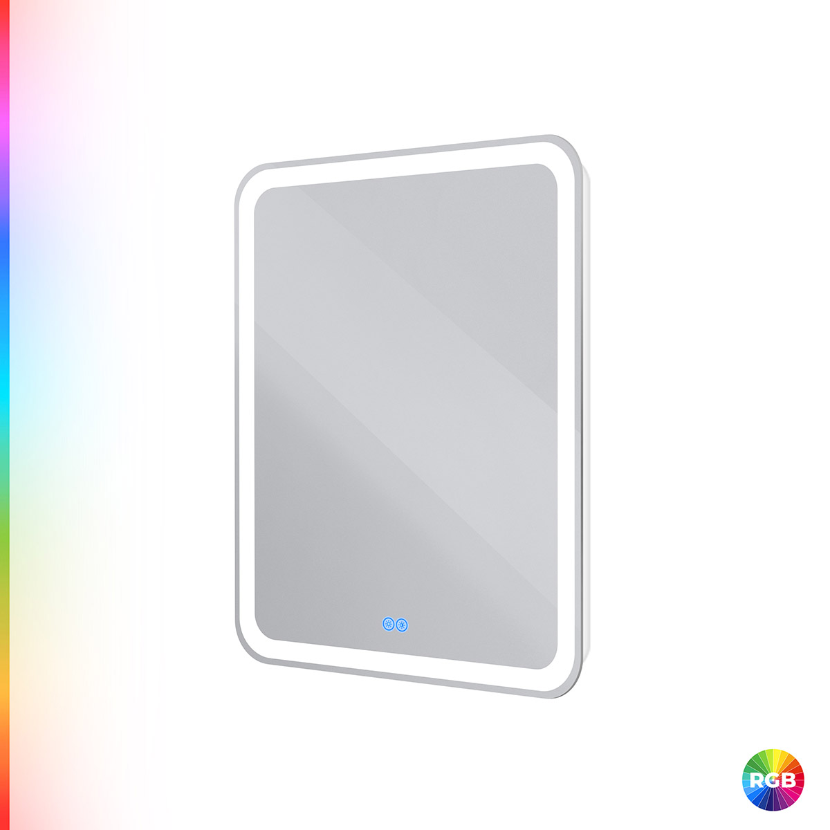 MULTICOLORE Зеркало со встроенной разноцветной подсветкой RGB и сенсорным выключателем CZR-SPC-MC-600-800-RGB-TCH, 12V, 220-240V, 600x800x30 - Gidratop.ru изображение