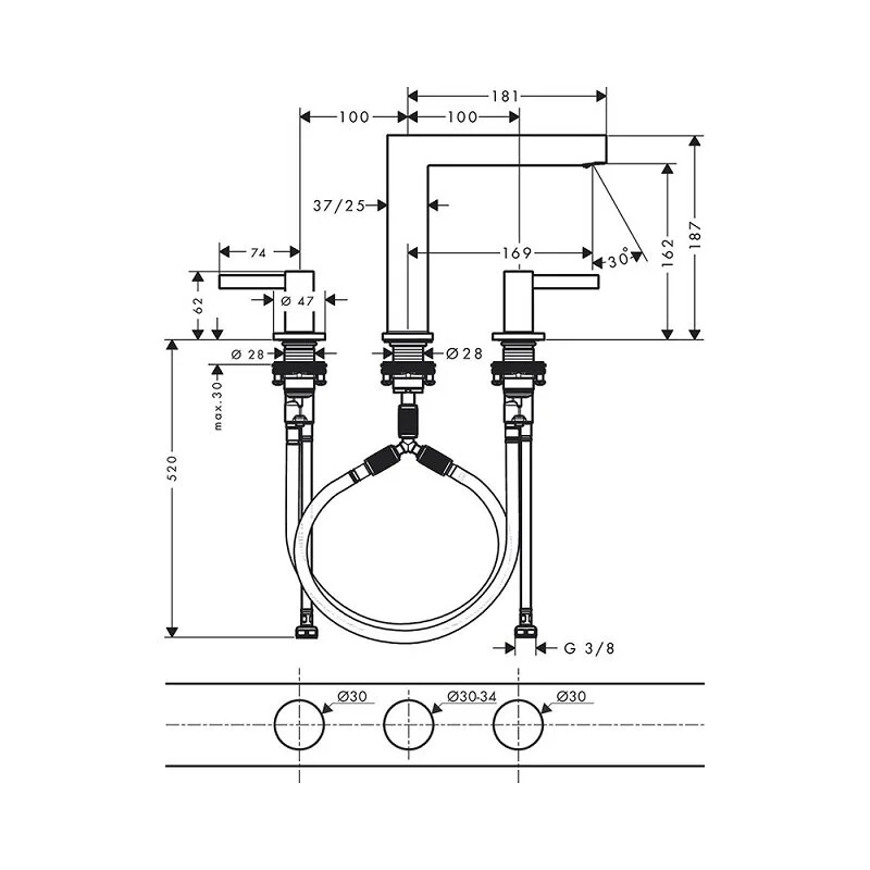 Смеситель для раковины Hansgrohe Finoris 76034000, донный клапан Push-Open, хром - Gidratop.ru изображение