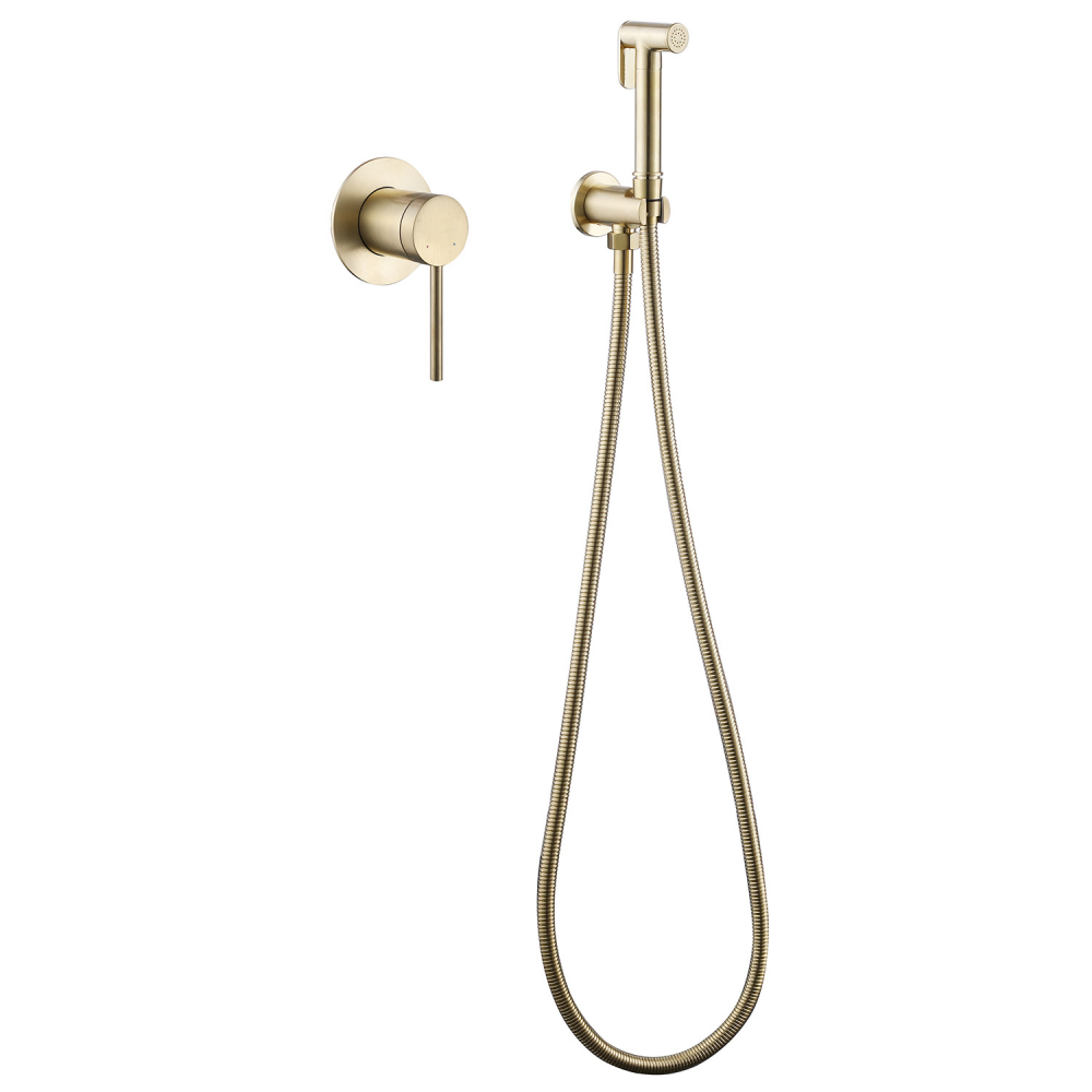 Смеситель ABBER Emotion AF8825G с гигиеническим душем, золото матовое - Gidratop.ru изображение