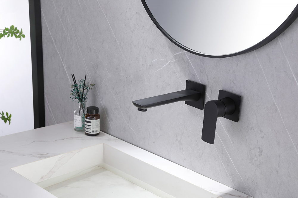 Смеситель ABBER Weiss Insel AF8082W для раковины скрытого монтажа, белый-хром - Gidratop.ru изображение