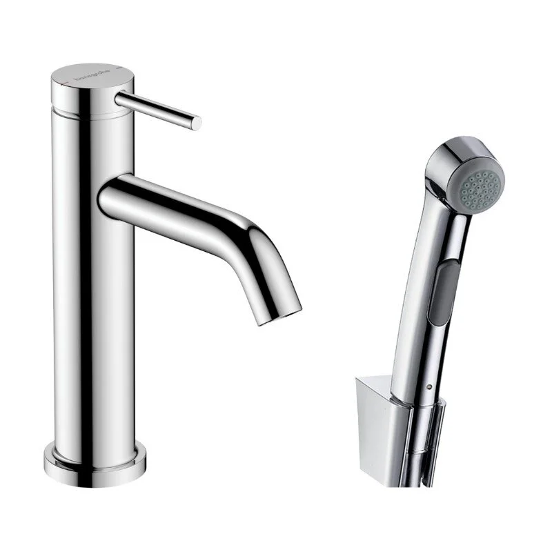 Смеситель для раковины с гигиеническим душем Hansgrohe Tecturis S 73211000, с донным клапаном, цвет хром - Gidratop.ru изображение