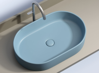 Умывальник чаша накладная овальная (цвет Голубой Матовый) Element 608x385x122мм - Gidratop.ru изображение
