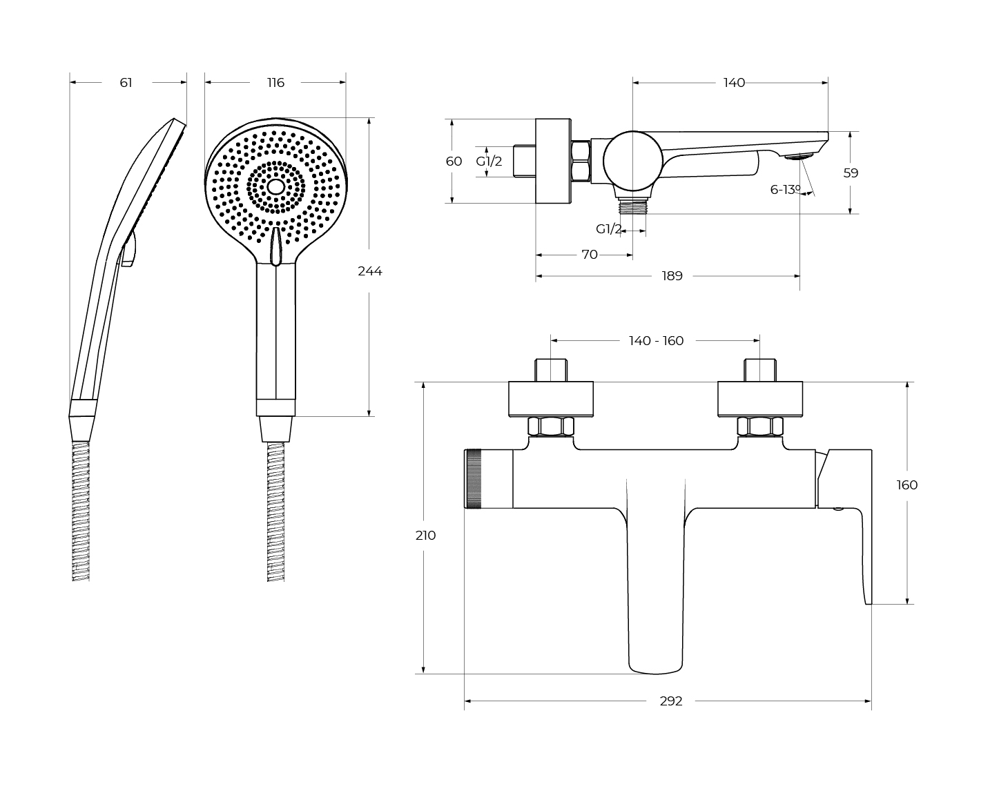 LUX-VD-01 Смеситель для ванны и душа однорычажный в комплекте с ручным душем, шлангом и держателем, хром - Gidratop.ru изображение