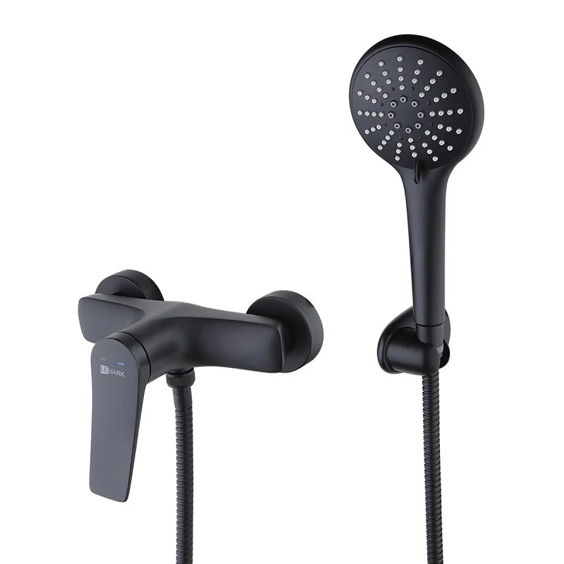 Смеситель Lemark Bronx LM3703BL, для душа, с душевым гарнитуром, черный - Gidratop.ru изображение