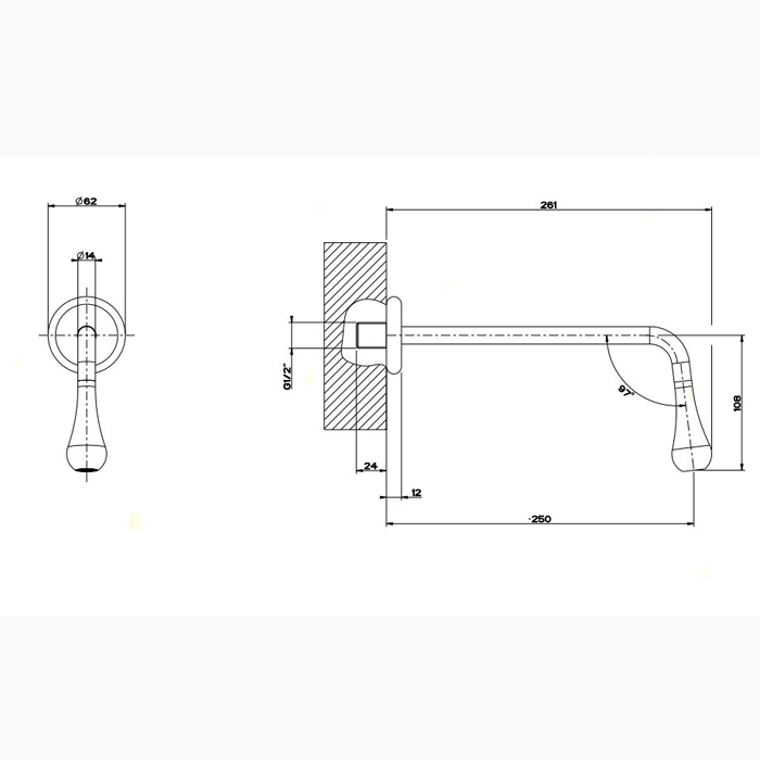 Gessi Goccia настенный излив 250мм, для монтажа с удаленным управлением 33700/33743 (не входит в комплект), цвет: хром - Gidratop.ru изображение